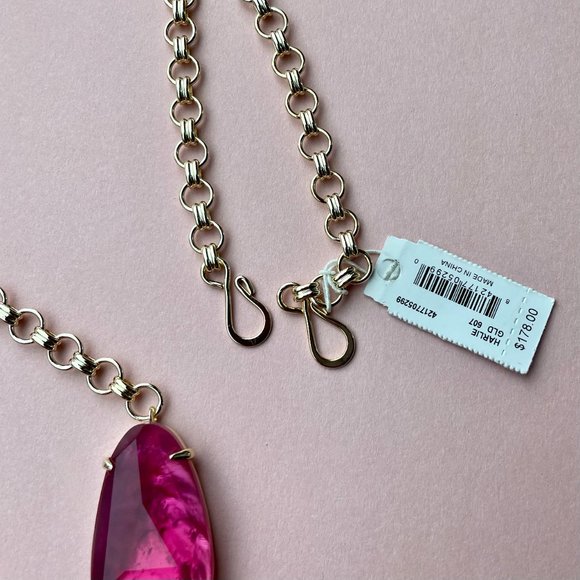 Kendra Scott Harlie Necklace Pink Berry Burgundy Illusion 14k Gold Plated NWT - Picture 9 of 16